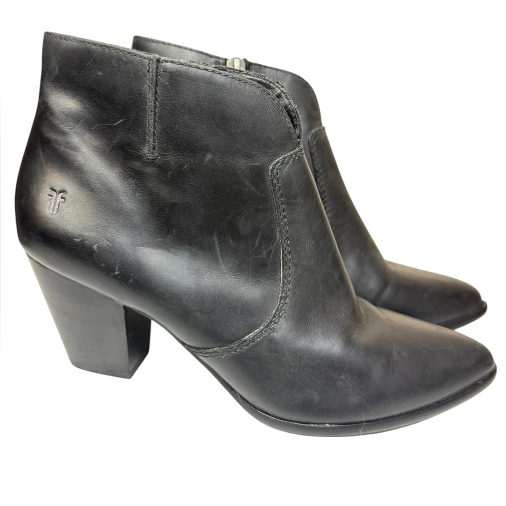Frye Jennifer Black Leather Ankle Boots Sz 8 Western Americana Country